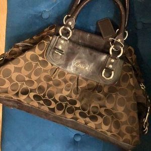 Coach Authentic Ashley Signature Chocolate Bag With Silver Hardware
